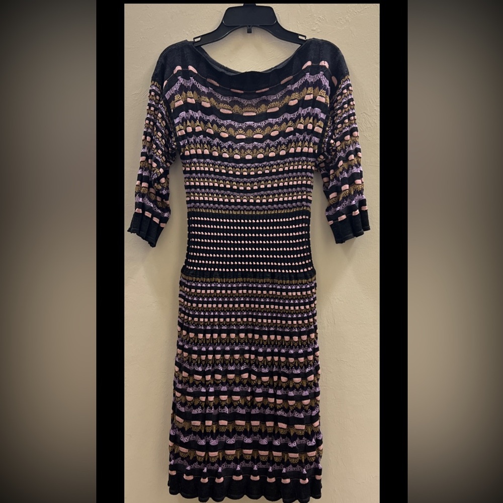 Missoni Multicolor Knit dress  with purple and Gold Accents IT 38